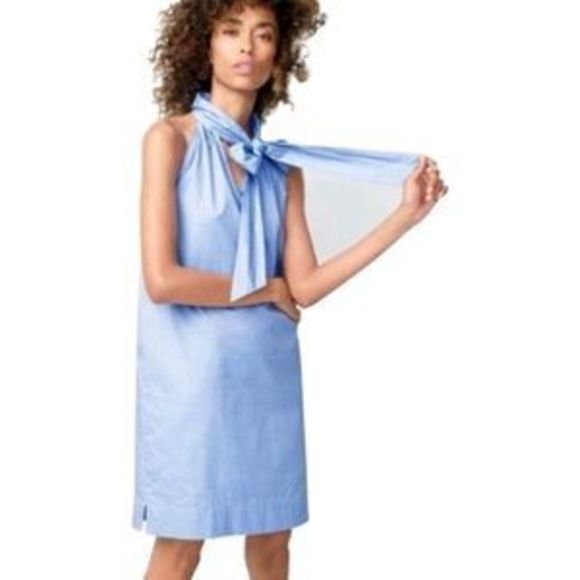 J.Crew Dresses & Skirts - J crew sleeveless chambray neck tie cotton shift dress